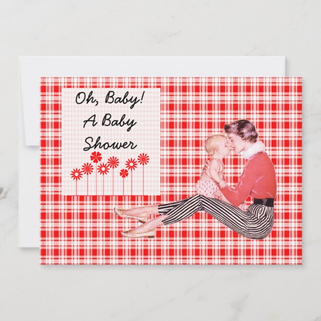 Retro Mum and Baby Shower Invitation (Front)