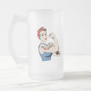 Retro Mum Life with Your Custom Text Frosted Glass Beer Mug