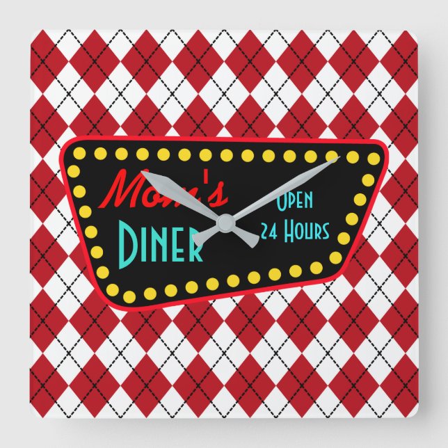 Retro Mum’s Diner Wall Clock  (Front)