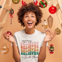 Retro mummy believes Santa Claus Christmas family