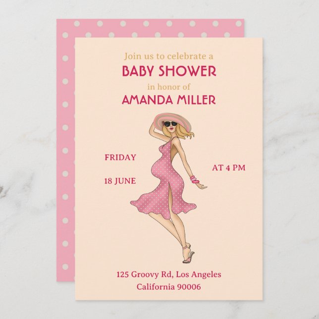 Retro Mummy Blonde Baby Shower Party Invitation (Front/Back)
