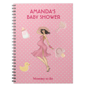 Retro Mummy Brunette 2 Baby Shower Notebook