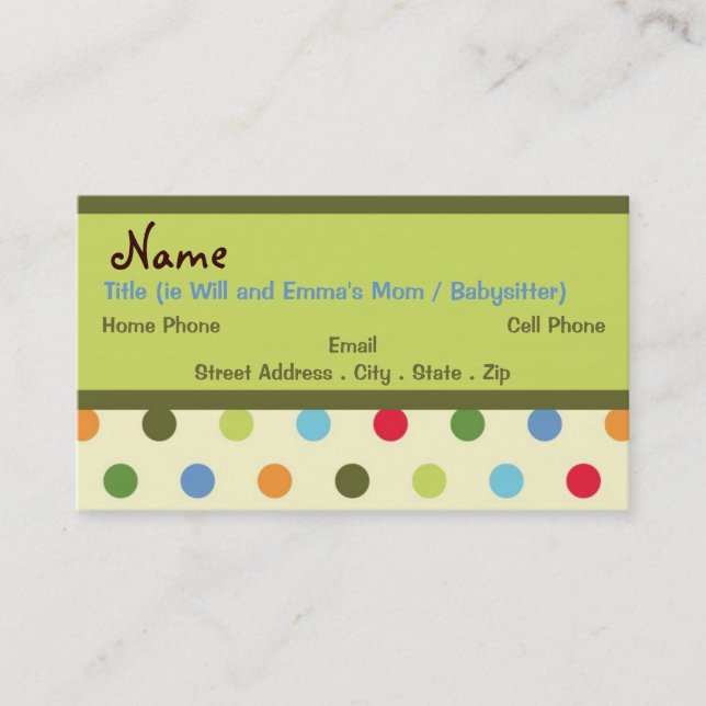 Retro Mummy Business Card (Front)