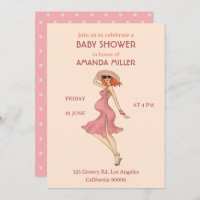 Retro Mummy Redhead Baby Shower Party Invitation
