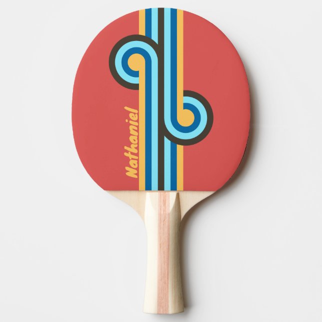 Retro Murmur Stripe Loop with Name Ping Pong Paddle (Front)