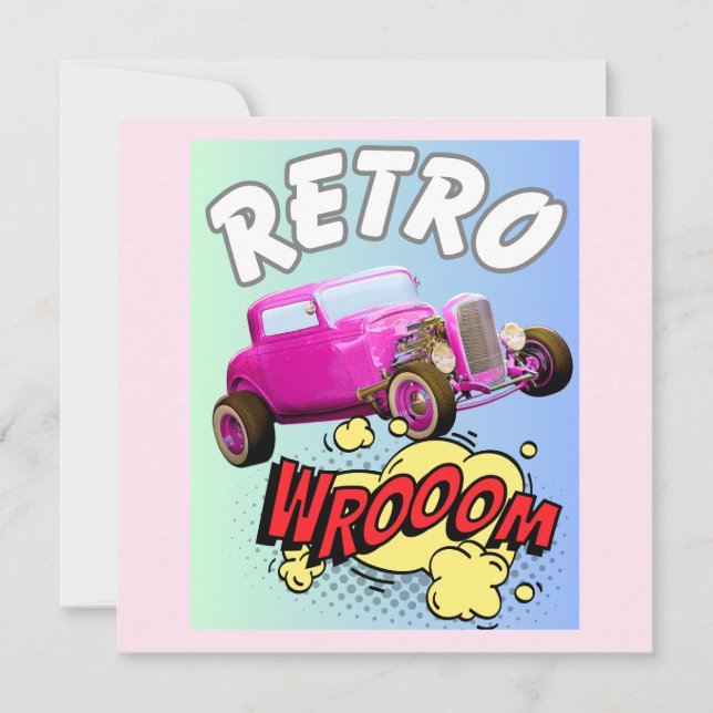 Retro Muscle Car  Invitation (Front)