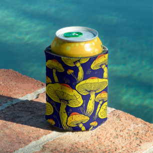 Retro Mushroom Art Can Cooler