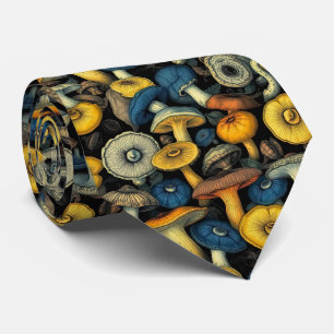 Retro Mushroom Art Neck Tie