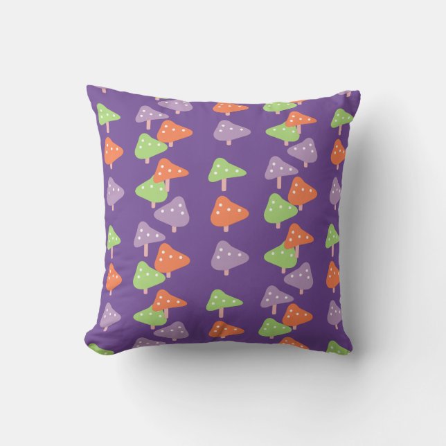 Retro Mushroom Colourful Pattern Kids     Cushion (Front)