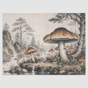 Retro Mushroom Forest Cottagecore Tissue Paper