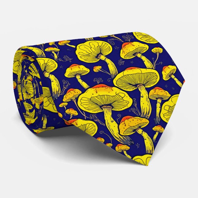 Retro Mushroom Neck Tie - Bold & Stylish (Rolled)
