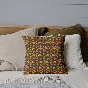 Retro Mushrooms & Snails Cottagecore   Cushion