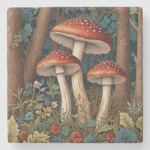 Retro mushrooms stone coaster