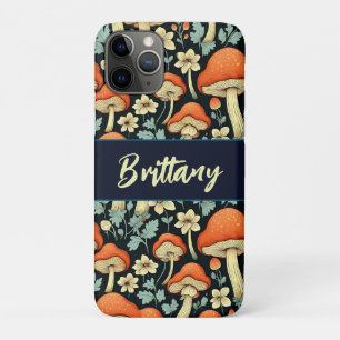 Retro Mushrooms Vintage Flowers Personalised iPhone 11 Pro Case