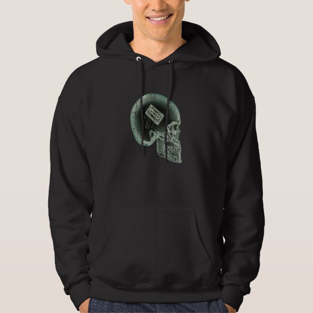 Retro Music  Audio Cassette Tape Mixtape Scull X R Hoodie (Front)