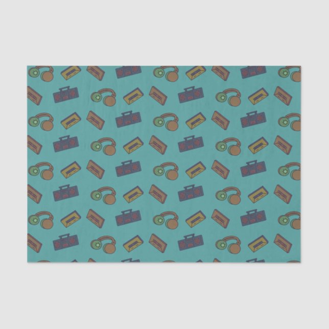 Retro Music Audio Icons Pattern Tissue Paper (Front)