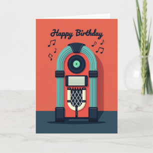 Retro Music Birthday Party Card
