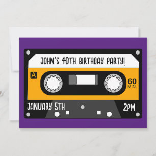 RETRO MUSIC CASSETTE  BIRTHDAY CUSTOM Invitations