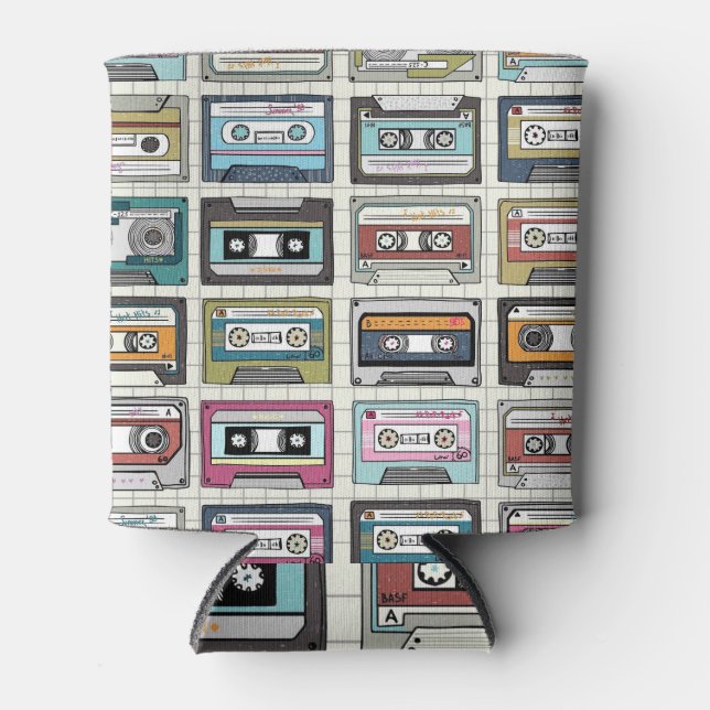 Retro Music Cassette: Nostalgic Icon Can Cooler (Front)