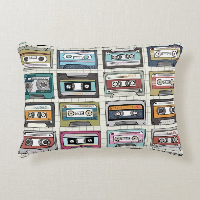 Retro Music Cassette: Nostalgic Icon Decorative Cushion (Front)