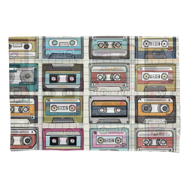 Retro Music Cassette: Nostalgic Icon Pillowcase (Front)
