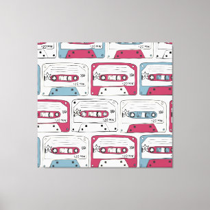 Retro Music Cassettes: Rock Background Pattern Canvas Print