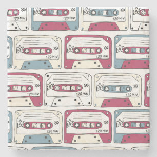 Retro Music Cassettes: Rock Background Pattern Stone Coaster