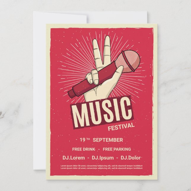 Retro music concert event announcement Invitation (Front)