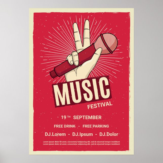 Retro music concert event announcement Poster (Front)
