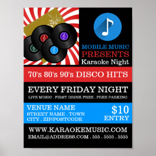 Retro Music Design, Karaoke Event Advertising Poster