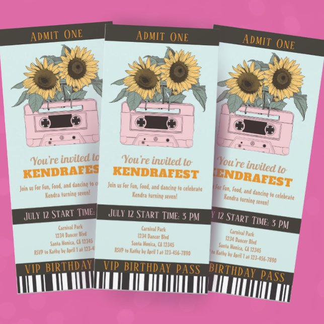 Retro Music Festival Dance Party Ticket Birthday   (Creator Uploaded)
