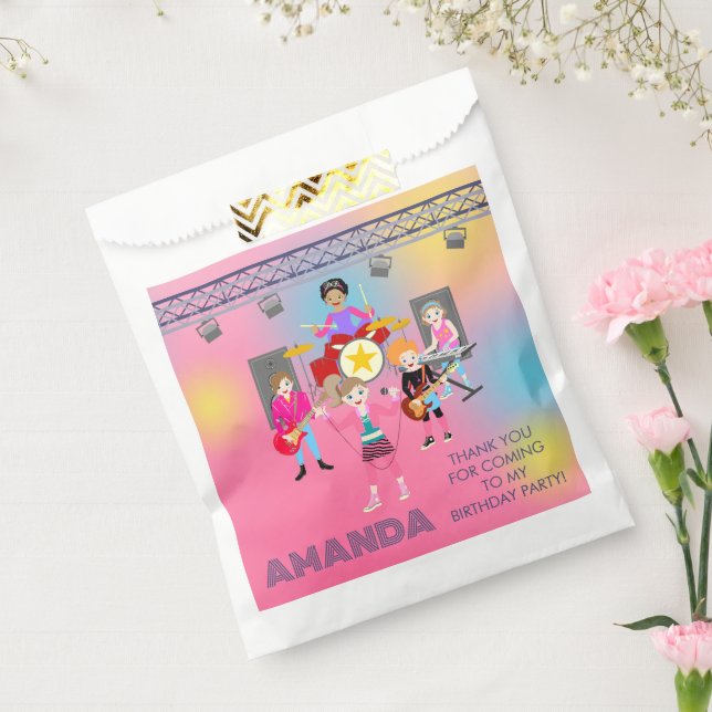 Retro music girls band Birthday Party Favour Bags (Sealed)