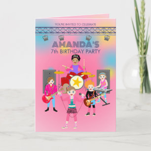 Retro music girls band Birthday Party Invitation