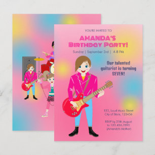Retro music girls band Birthday Party Invitation Postcard