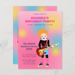 Retro music girls band Birthday Party Invitation Postcard