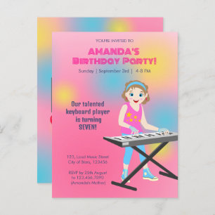 Retro music girls band Birthday Party Invitation Postcard