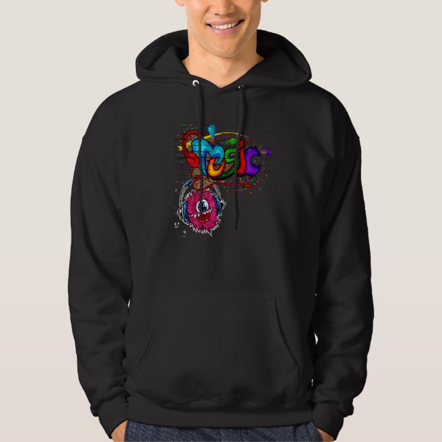 Retro Music Graffiti Colourful Old Skool Hip Hop A Hoodie (Front)