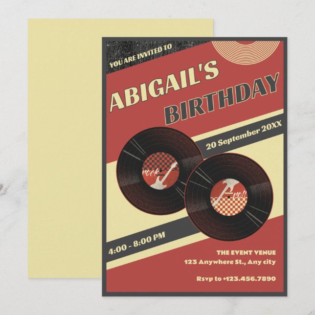 Retro music  invitation (Front/Back)