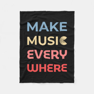 Retro Music Lover Gift – Make Music Everywhere Fleece Blanket