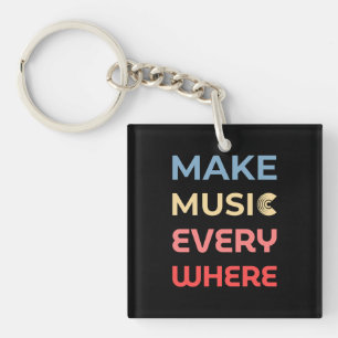 Retro Music Lover Gift – Make Music Everywhere  Key Ring