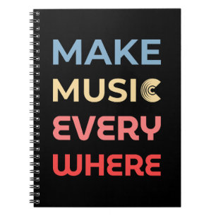 Retro Music Lover Gift – Make Music Everywhere  Notebook