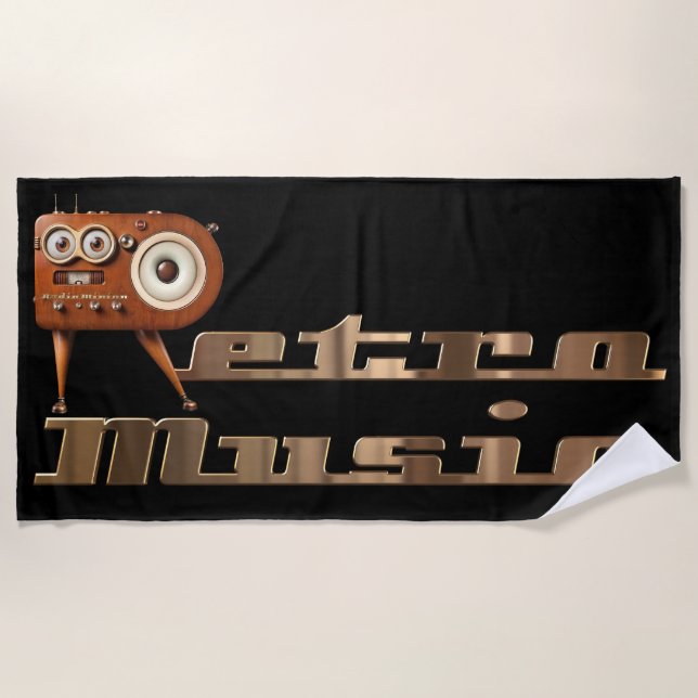 Retro music Minion Beach Towel (Front)
