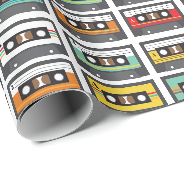 Retro Music Mix Cassette Tape Old School Wrapping Paper (Roll Corner)