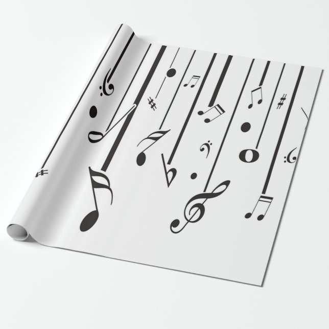 Retro Music, Musical Notes  Wrapping Paper (Unrolled)