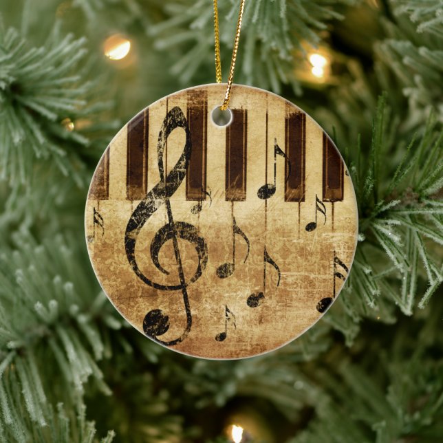 Retro music notes and piano ceramic tree decoration (Tree)