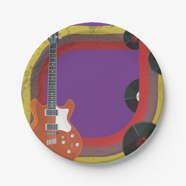Retro Music Objects Paper Plate (Front)