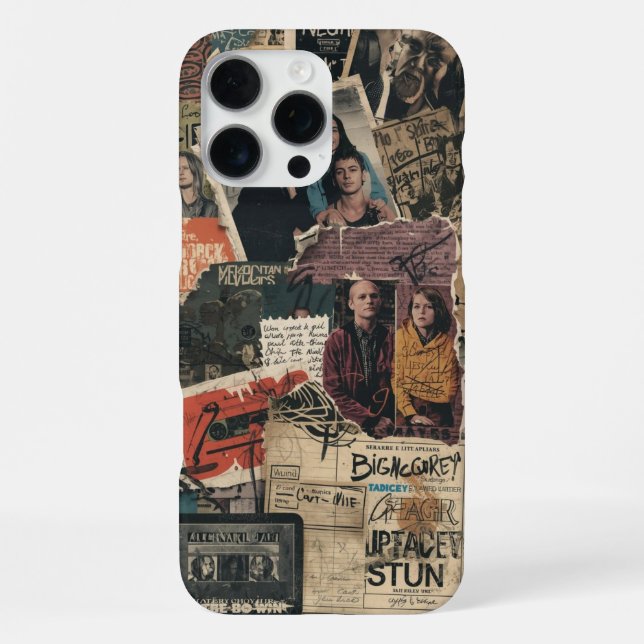 Retro Music Paper Collage Musician Gift iPhone Case (Back)