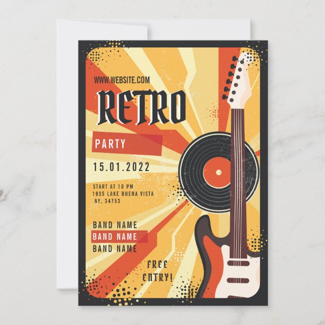 Retro music party flyer Announcement (Front)