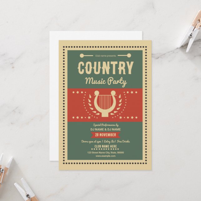 Retro Music Party Flyer Template (Front/Back In Situ)