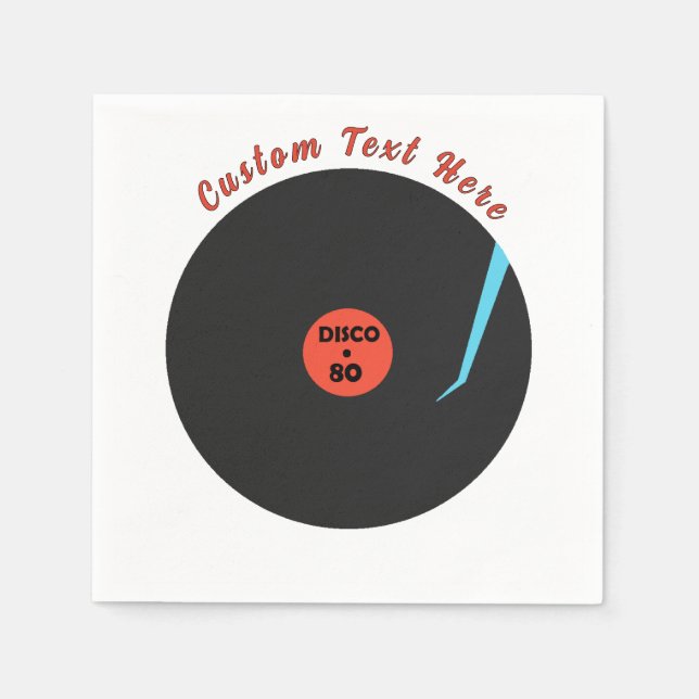 Retro Music Party Napkins with Custom Text (Front)